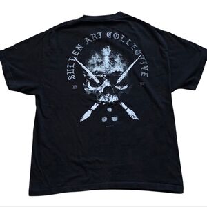 Sullen Art Collective XL Skull & Paintbrushes Tattoo Artist Series Tee Shirt
